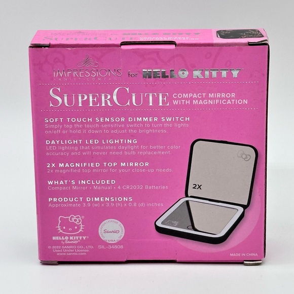 Impressions Vanity Hello Kitty Compact Mirror with Touch Sensor Switch (Black) - Picture 4 of 7
